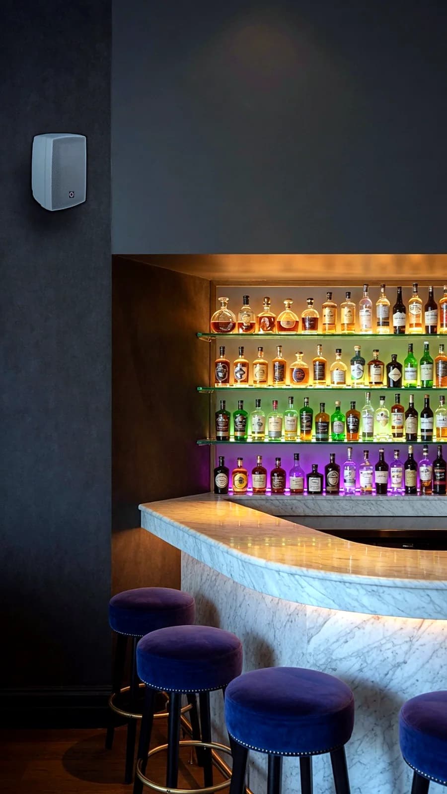 Visualisation: an SSOUNDS P6T in a hotel cocktail bar